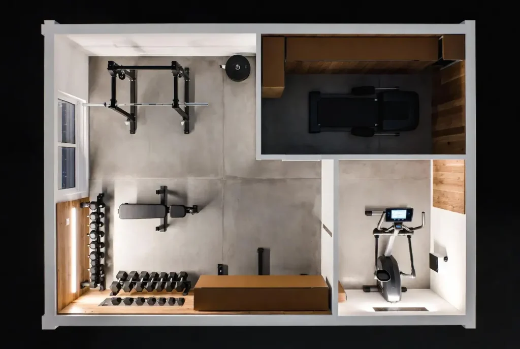 Small personal training studio equipment layout and space planning