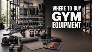Where to buy gym equipment with home workout gear displayed in a modern showroom