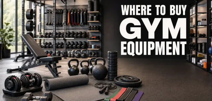 Where to buy gym equipment with home workout gear displayed in a modern showroom
