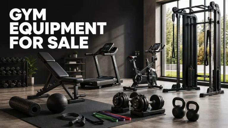 Modern gym equipment for sale in a fully equipped home gym.