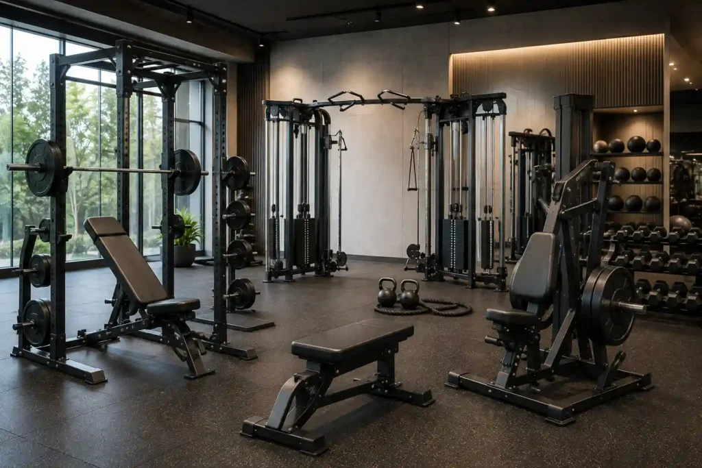 Premium commercial gym equipment representing leading fitness equipment brands