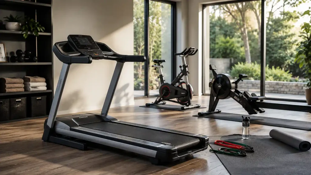 Home cardio equipment including treadmill exercise bike and rowing machine