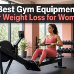 Woman using rowing machine in modern gym - best gym equipment for weight loss for women 2026 guide