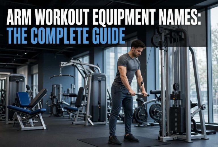 Man using cable tricep pushdown machine - complete guide to arm workout equipment names