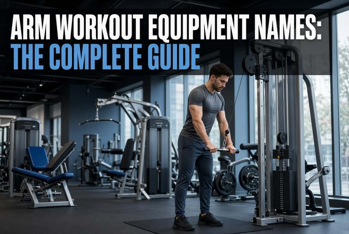 Man using cable tricep pushdown machine - complete guide to arm workout equipment names